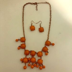 Orange earring and necklace set